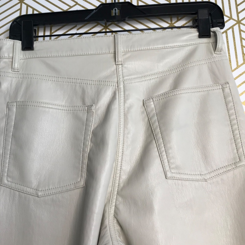 Wilfred Womens Faux Leather Pants Size 6 Ivory Straight Leg 5-Pocket - Picture 5 of 10